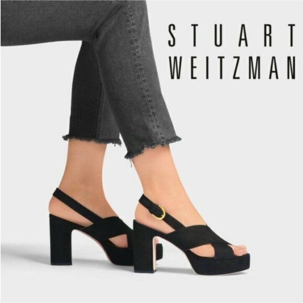 Stuart Weitzman Jerry Block High Heel Platform Sandals Sz 9